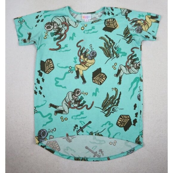 LULAROE - GRACIE - DEEP SEA DIVER DIVING SHORT SLEEVE HI-LO TUNIC TOP - SIZE 8 - Picture 2 of 9